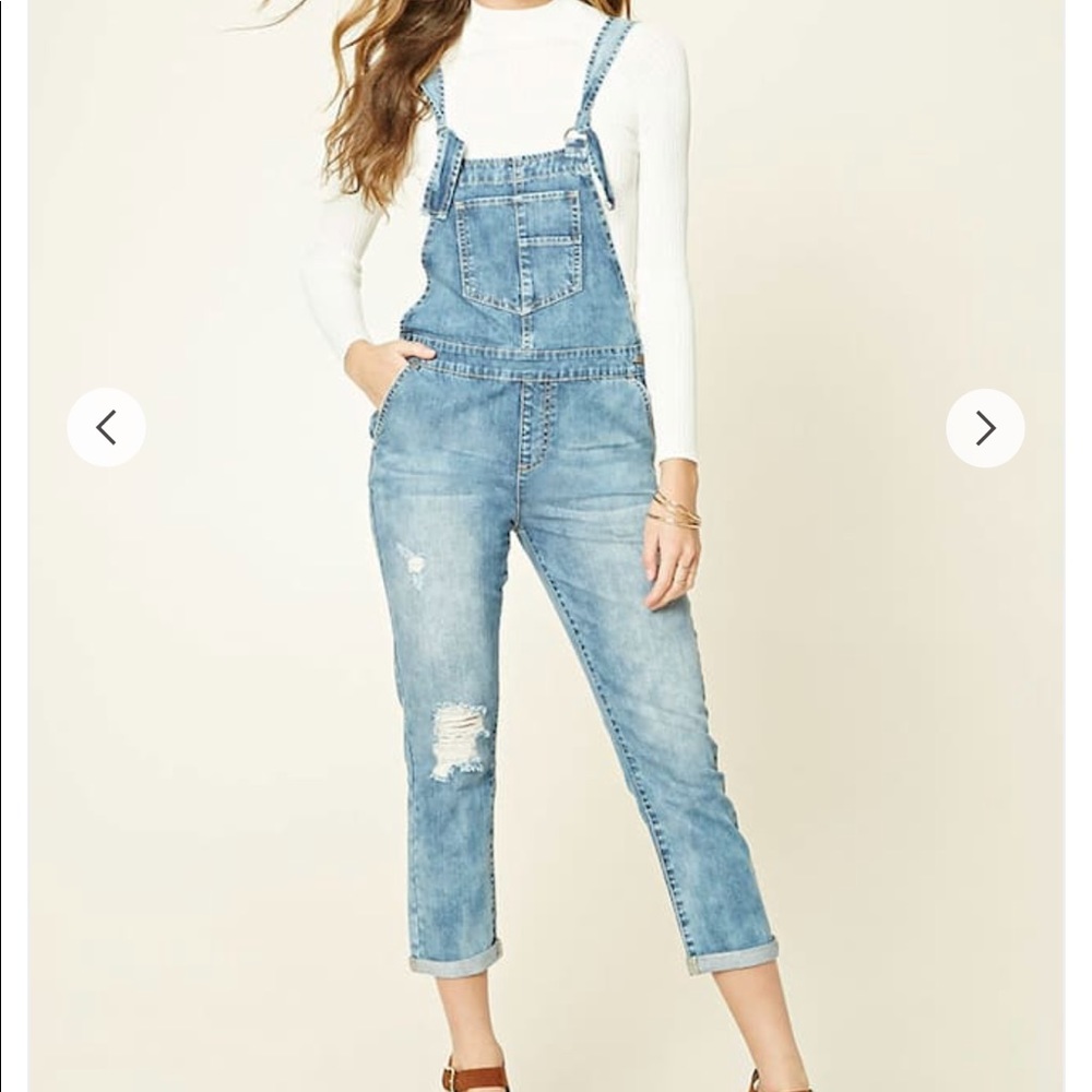 crop light wash denim overalls